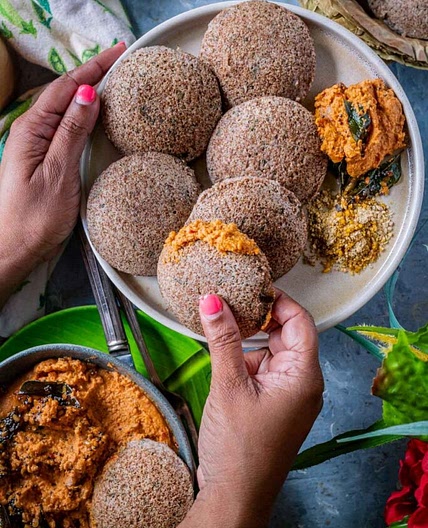 Teff & Beet leaf Idli & Chutney Recipe