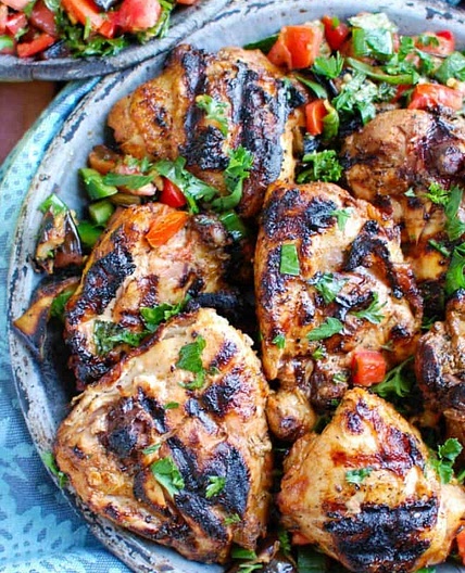 Shish Taouk Chicken Thighs with Garlic Yogurt Sauce