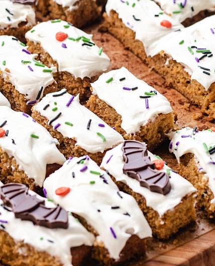Pumpkin Cake Bars with Cream Cheese Frosting