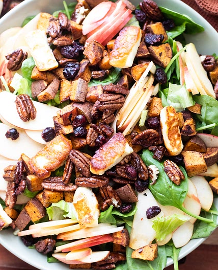 Sweet Potato, Apple, and Halloumi Cheese Fall Harvest Salad