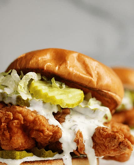 Sadie’s Fried Chicken Burgers (+chipotle sauce)