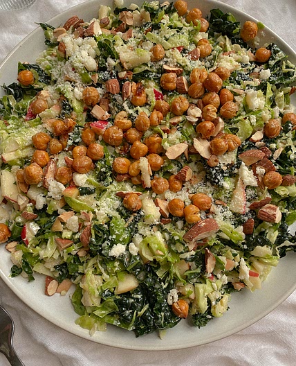 Fall Brussels and Kale Salad with Honey Mustard Dressing