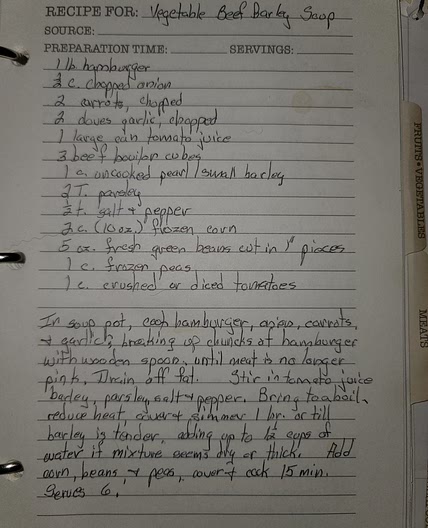 Vegetable Beef Barley Soup