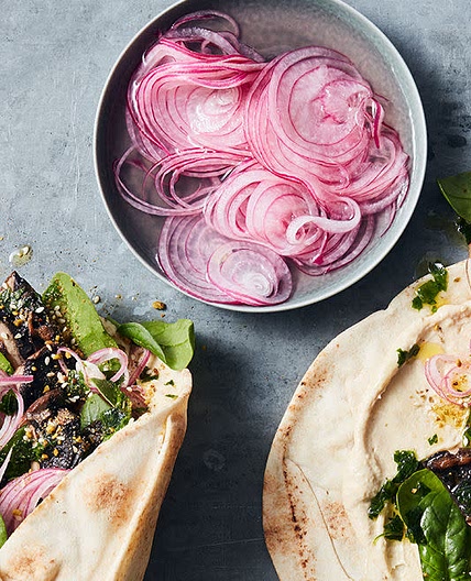 Moroccan Mushrooms & Hummus Wraps