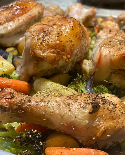 One Pan Simple Baked Chicken and Veggies