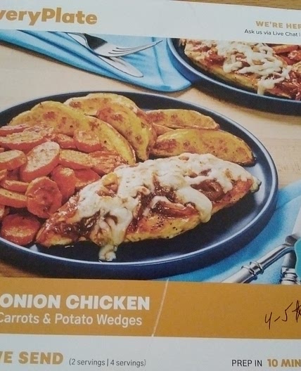 French Onion Chicken with Potato Wedges & Roasted Carrots