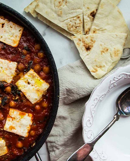 Casserole de pois chiches et feta » Cinq Fourchettes
