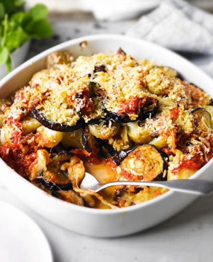 Aubergine & potato gratin