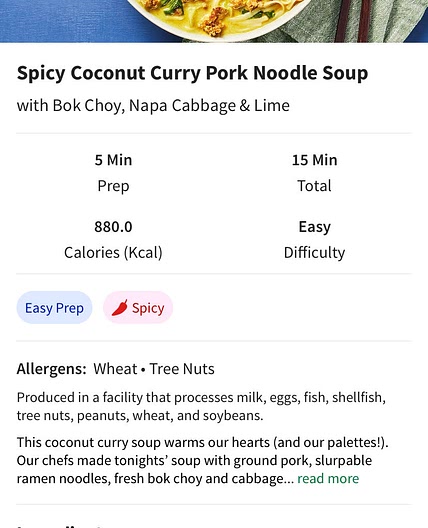Hello Fresh Coconut Curry