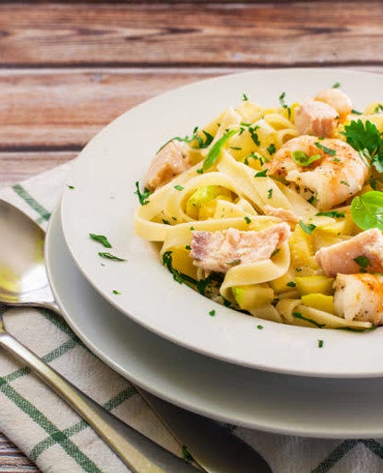 Prawn, chorizo and calamari pasta 