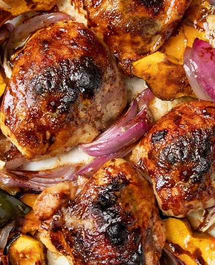 Balsamic Roasted Chicken Thighs with Acorn Squash and Sage