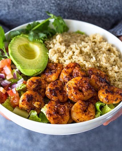 Shrimp Avocado Quinoa Bowls