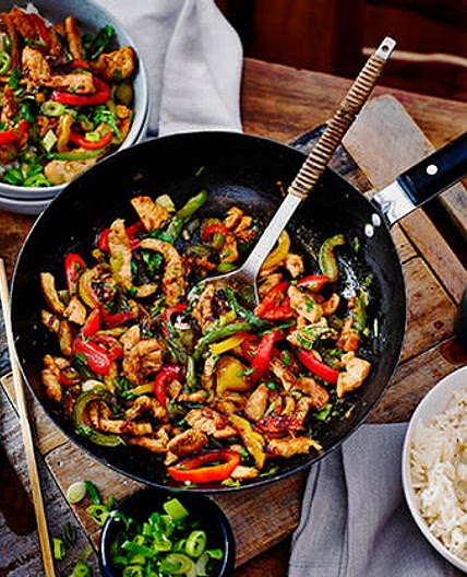 Turkey and peppers stir-fry