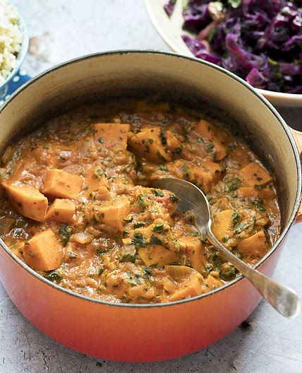 Sudanese sweet potato, spinach and peanut stew