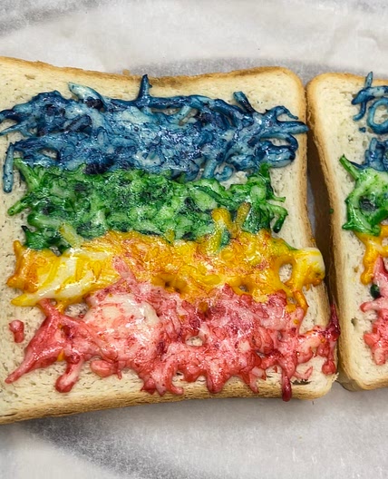 Rainbow grilled cheese sandwich