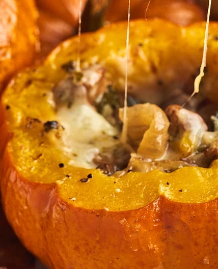 Rosa Jackson’s Mini Pumpkins Stuffed with Onion, Mushrooms, and Chard