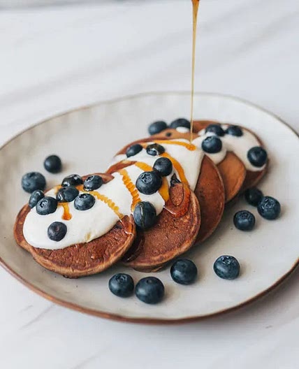 High Protein Blueberry Pancakes