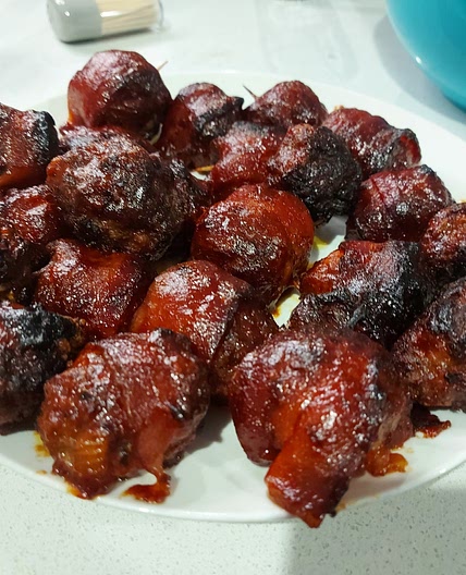 BBQ bacon wrapped meatballs