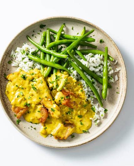 Vegetarische kip kerrie met rijst