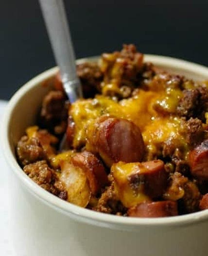 Keto Chili Cheese Dog Casserole