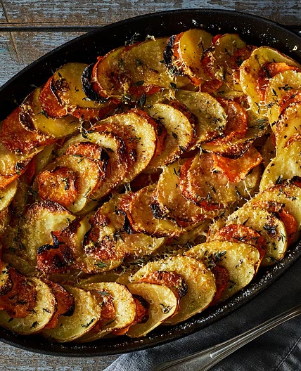 Carrot and Potato Gratin with Parmesan and Thyme