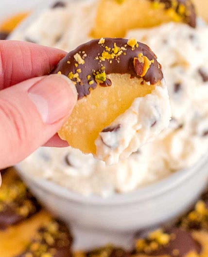 Cannoli Dip with Chocolate Covered Cannoli Chips