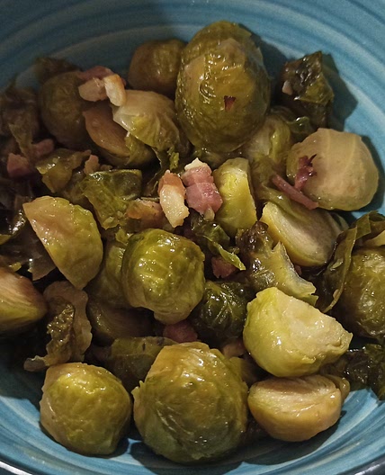 Honey roasted brussel sprouts with bacon