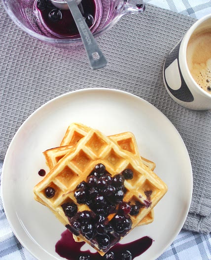 Waffles with Simple Blueberry Compote