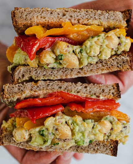 Smashed Chickpea Avocado Sandwich with Nori