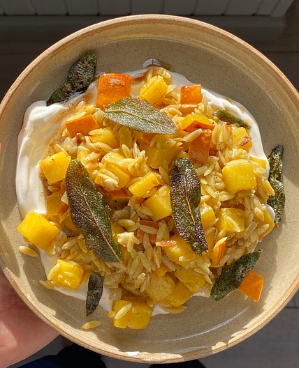 Crispy Sage, Pumpkin and Ginger Rice