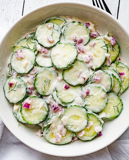 Easy Vegan Creamy Cucumber Salad