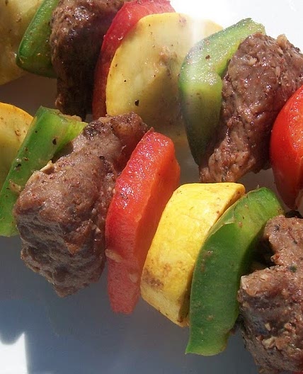 Spicy beef and vegetable kabobs