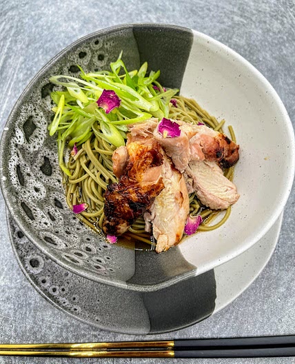 Matcha Soba Noodle with Chicken