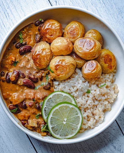 Bean Curry with Roasted Potatoes