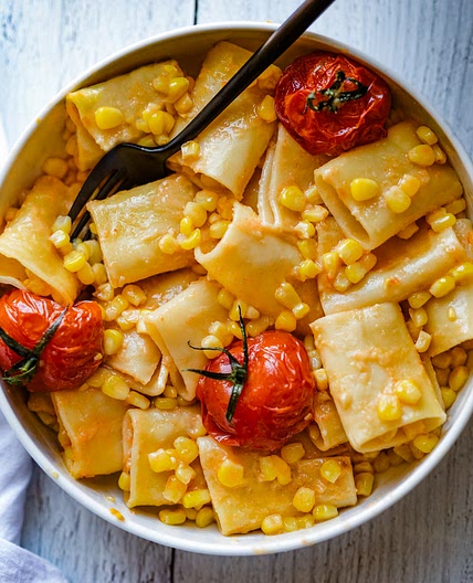 Miso Butter Corn & Tomato Pasta