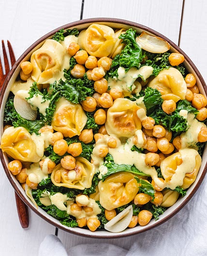 Tortellini & Chickpea Kale Salad