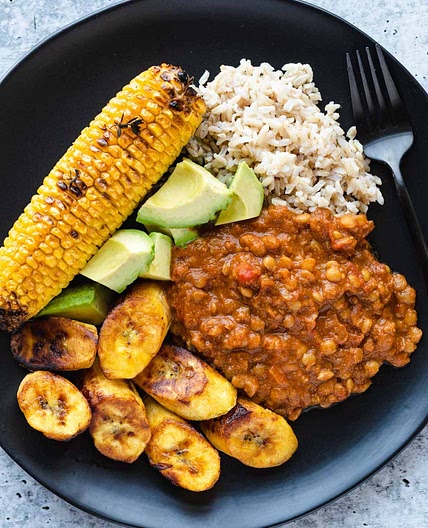 Lentil Chili & Thyme Roasted Corn