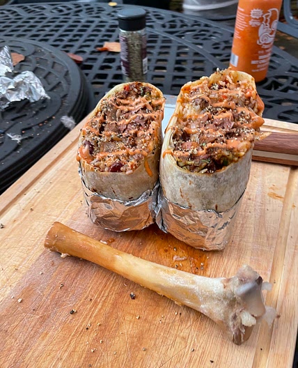 Bone in Cajun Lamb Leg Burrito