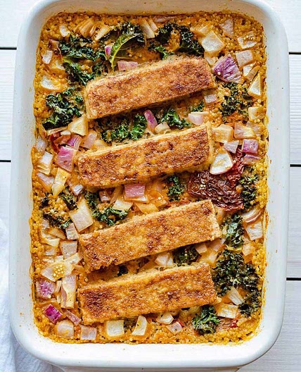 Tofu Steaks & Quinoa Casserole
