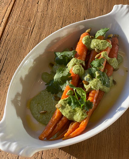 Carrots with Green Pepita Sauce (Pipian Verde)