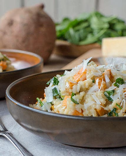 Winterrisotto mit Süßkartoffeln und Spinat