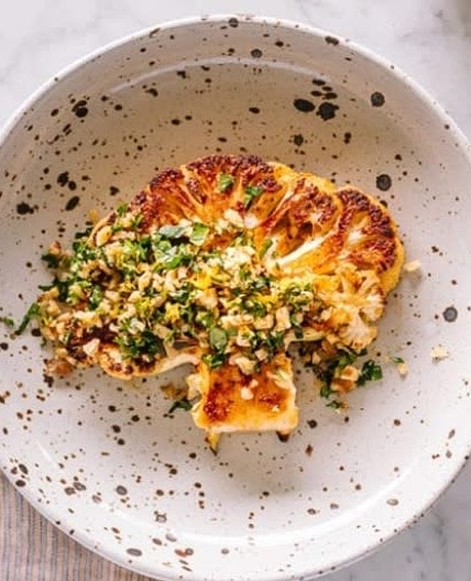 Roasted Cauliflower Steaks with Walnut Gremolata
