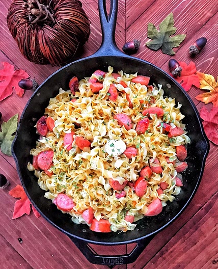 Smoked Sausage & Egg Noodles - The Tipsy Housewife