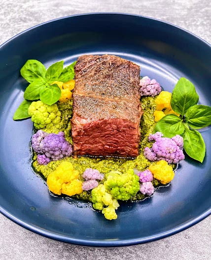 Steak with Fresh Basil Pesto