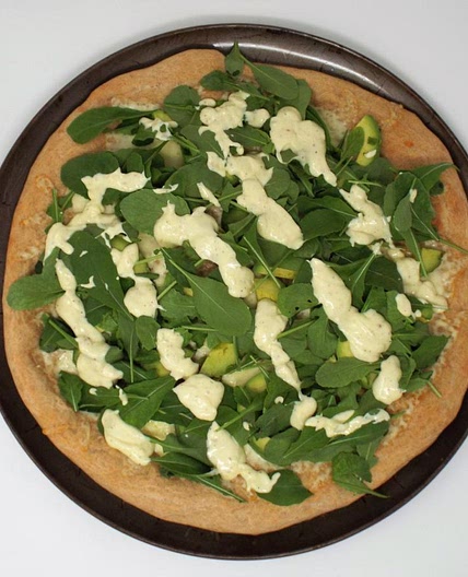 Avocado and Arugula Pizza with Aioli