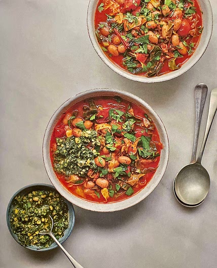 Borlotti Bean Soup with Pesto