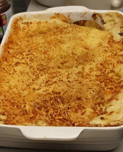 Root gratin with anchovy cream and breadcrumbs