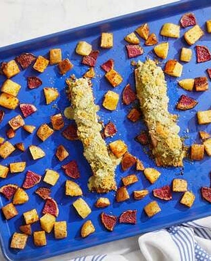 Sheet Pan Pesto Salmon with Roasted Vegetables