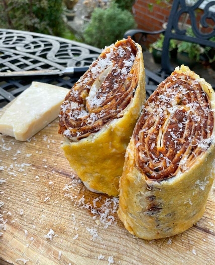 Cheese Crusted Lasagna Burrito
