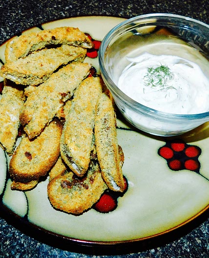 Baked Portobello Mushroom Fries with Garlic Horseradish Dip